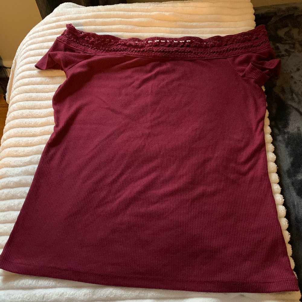 burgundy off the shoulders top